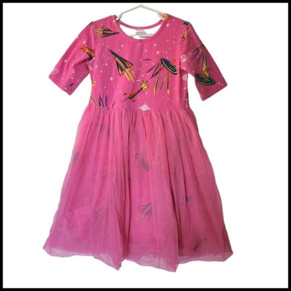 Hanna Andersson Make Believe Dress Pink Tulle Rockets size 130 size 8 Years Girl - Picture 1 of 9